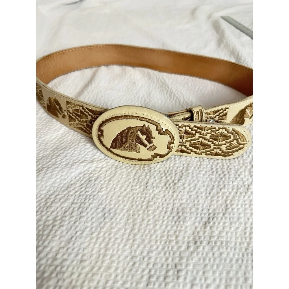 Authentic Mexican Leather Embroidered Belt Western YAC 42